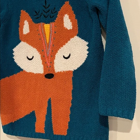 HANNA ANDERSSON Critter Marshmellow Fox Knit Crewneck Sweater Girls 10 EUC - Picture 2 of 6